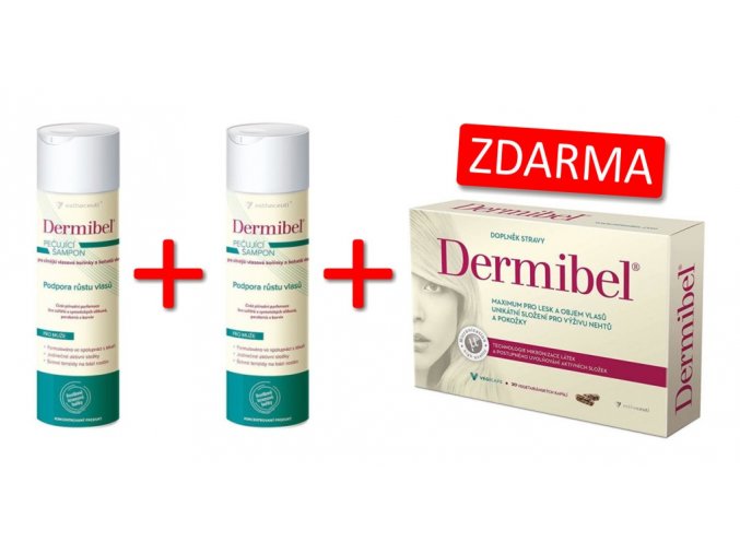 Dermibel Pečující šampon pro muže 2x200 ml + Dermibel 20 kapslí