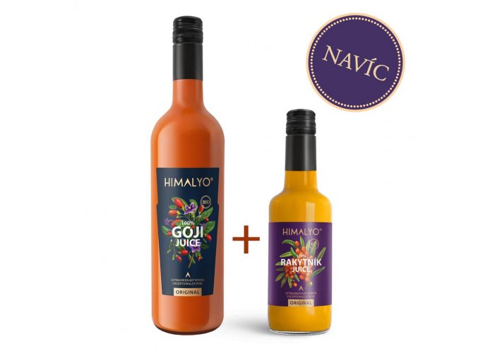 HIMALYO GOJI 100% BIO ŠŤÁVA 750 ML + RAKYTNÍK ORIGINAL 100% JUICE BIO 350 ML ZDARMA