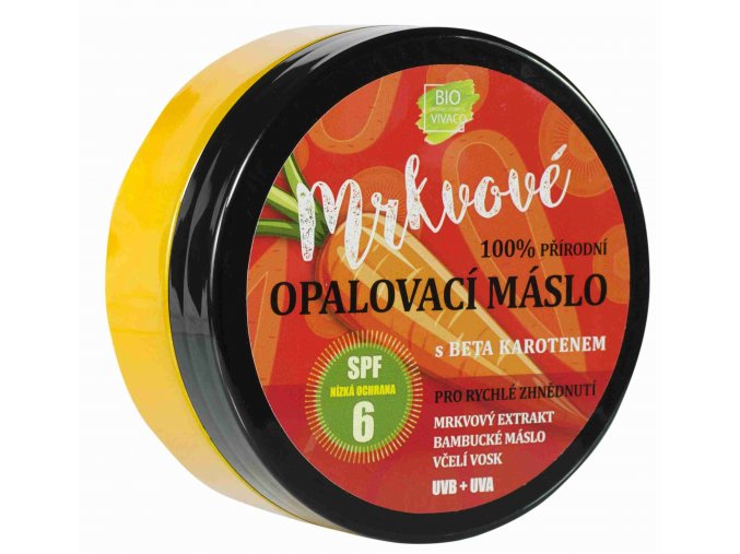 Vivaco 100% přírodní mrkvové opalovací máslo SPF6 s beta karotenem 150 ml