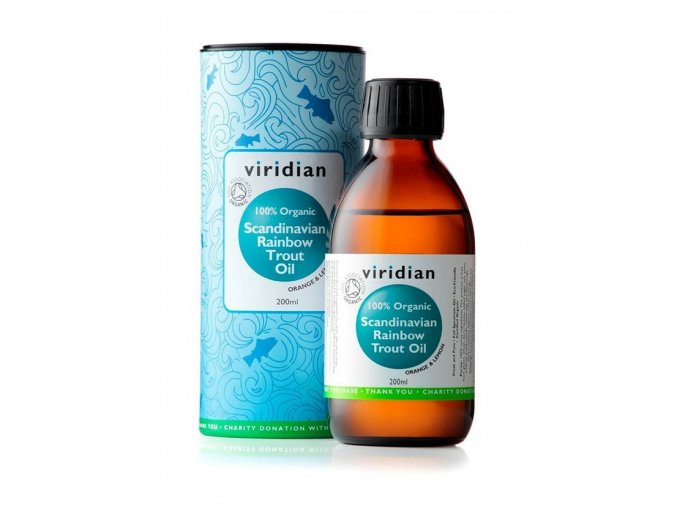 Viridian Bio olej z tresčích jater skandinávského pstruha, bio přírodní doplňky stravy