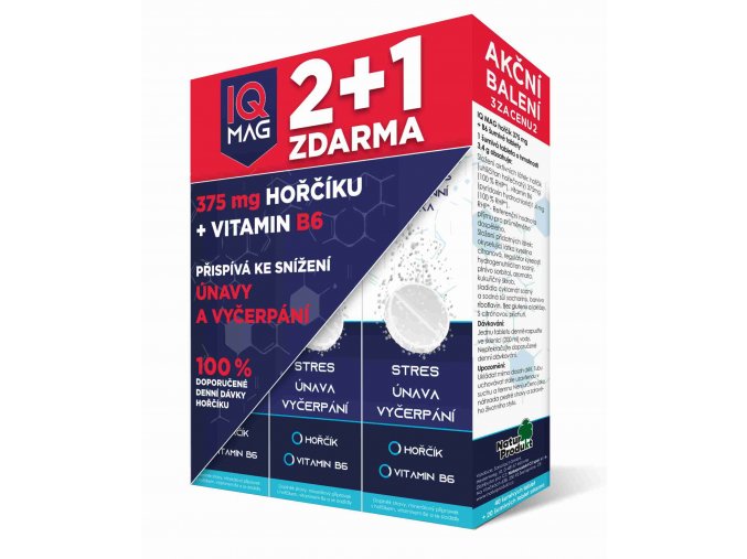 IQ Mag hořčík 375 mg + B6 šumivé tablety 20 tbl. 2+1 ZDARMA