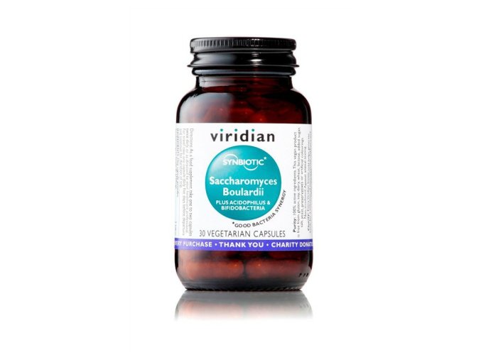 Viridian Probiotika Synbiotic Saccharomyces Boulardii, bio přírodní doplňky stravy