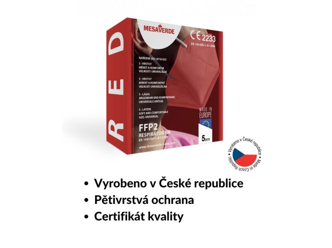 Mesaverde Respirátor FFP2 Premium - červený 5 ks