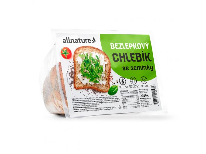 allnature bezlepkovy chlebik se seminky 350 g