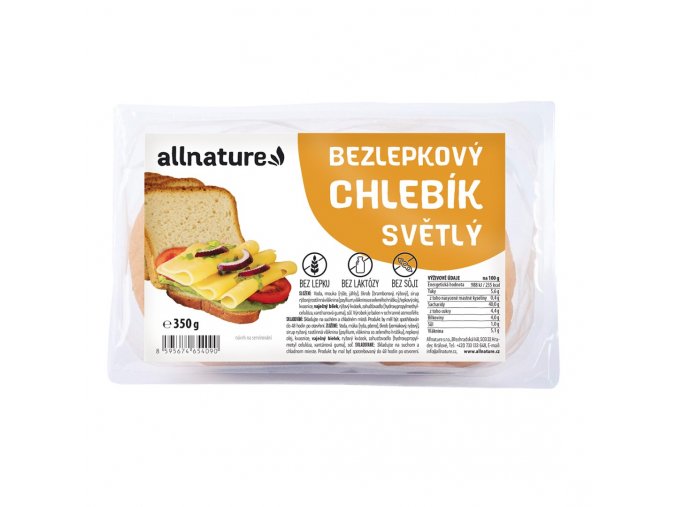 allnature bezlepkovy chlebik svetly 350 g