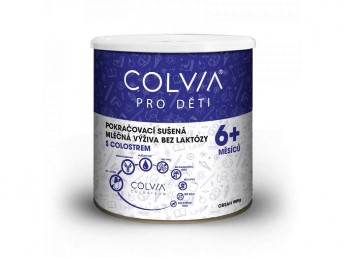 Colvia Pokračovací sušená mléčná výživa bez laktózy s colostrem 6+ měsíců 900 g