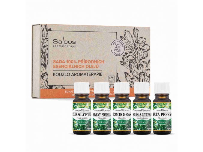 Saloos Kouzlo aromaterapie sada 100% přírodních esenciálních olejů 5x 10 ml