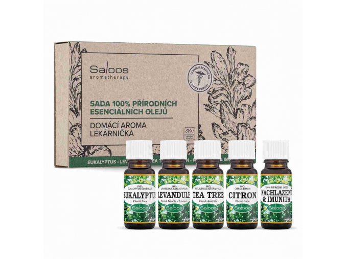 Saloos Domácí aroma lékárnička sada 100% přírodních esenciálních olejů 5x 10 ml