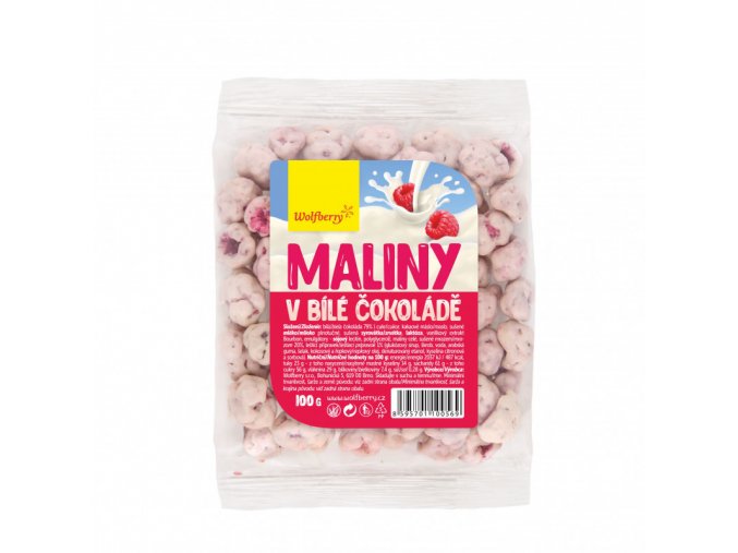 Wolfberry Maliny sušené mrazem v bílé čokoládě 100 g