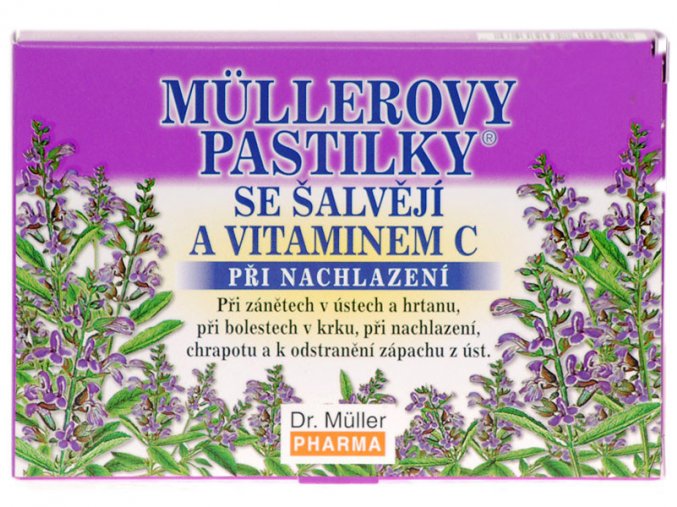 Dr. Muller Müllerovy pastilky se šalvějí a vitamínem C 12ks