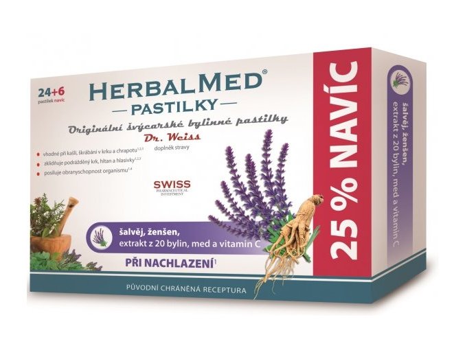 71104 herbalmed pastilky dr weiss pri nachlazeni 24 pastilek 6 pastilek zdarma