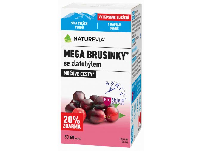 Naturevia Mega Brusinky 500 mg 60 kapslí