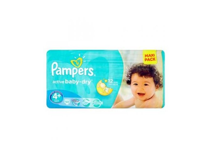 PAMPERS Active Baby VVP 4+ Maxi Plus 9-16kg 53 kusů