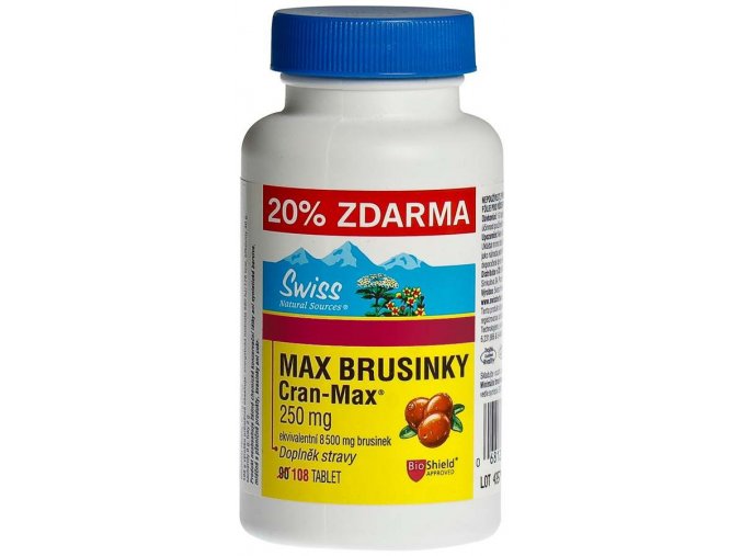 Swiss Max brusinky 8500mg 90 tbl.+ 18 tbl.