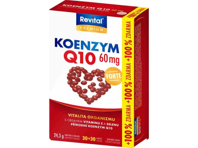Revital Koenzym Q10 60 mg + vitamin E + selen 30 kapslí + 30 kapslí ZDARMA