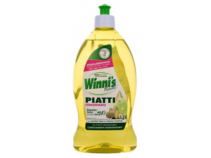 Winni´s Hypoalergenní mycí prostředek na nádobí s vůní bergamot a zázvor s extraktem BIO aloe vera 500 ml