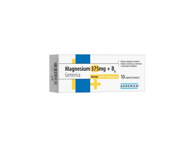 Generica Magnesium 375mg + B6 Generica Forte s Vitaminem C 10 eff.tbl.