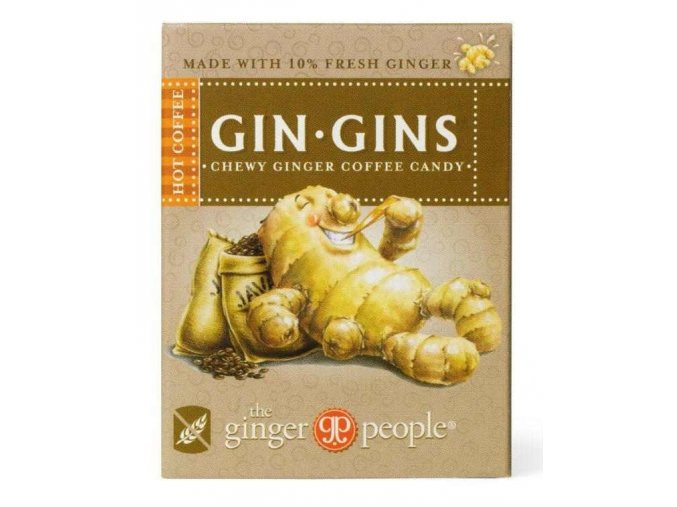 Ginger People GIN GINS Hot Coffee zázvorové žvýkací bonbóny horká káva 42 g