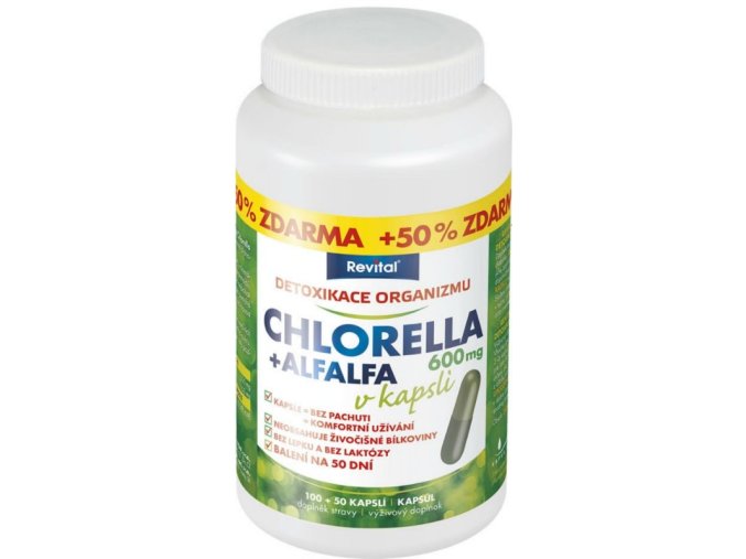 Revital Chlorella + alfalfa (600 mg) 100 kapslí + 50 % ZDARMA