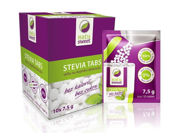 Natusweet Stevia tabs tablety sáček na doplnění dávkovače 7,5g (125 tablet) DMT: 16.02.2023