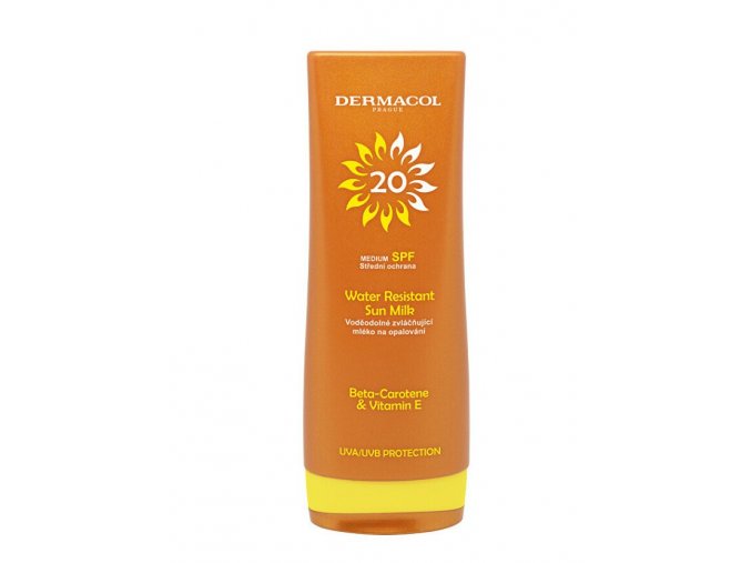 Dermacol Voděodolné zvláčňující mléko na opalování SPF 20 Sun 200 ml