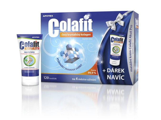 Apotex Colafit (čistý kolagen) 120 kostiček + masážní krém Colafit Akut Pro 50ml