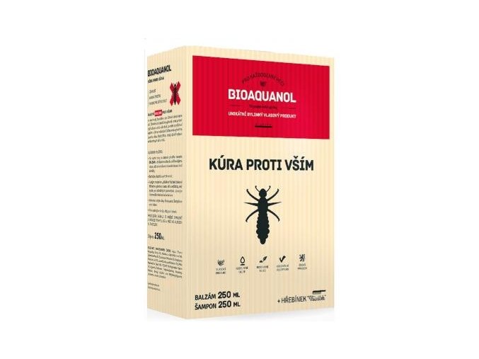 Bioaquanol kúra proti vším - Šampon 250 ml + Balzám 250 ml + hřeben