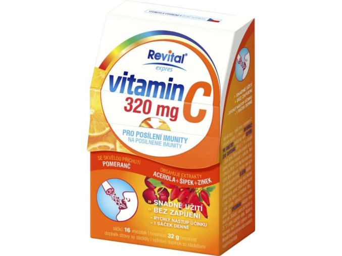 Revital Vitamin C 320 mg + Acerola + Šípek + Zinek 16 sáčků