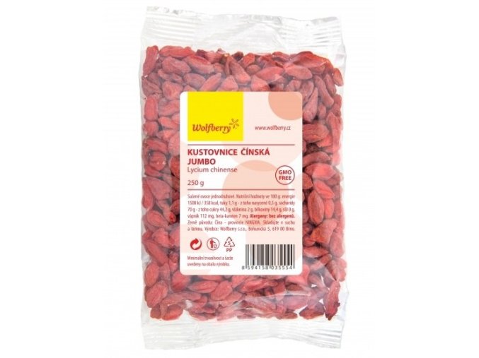 Wolfberry Goji Kustovnice čínská JUMBO sušené plody 250 g