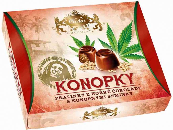 Carla Konopky pralinky hořké čokolády s konopným semínkem 120 g