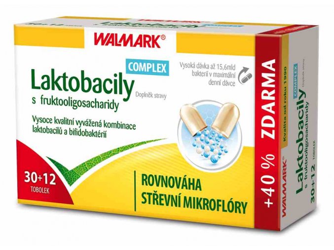 Walmark Laktobacily COMPLEX s fruktooligosacharidy 30 tob. + 12 tob. ZDARMA