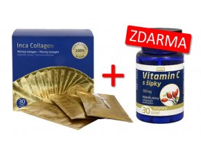 Inca Collagen 90 g (30 sáčků) + Vitamín C s šípky 500 mg 30 tbl. ZDARMA