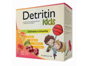 Detritin Kids lízátka na imunitu višeň 12 ks