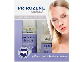 Vivaco Dárková kazeta Kozí (tělové mléko 400ml + krém 50ml + mycí houbička)