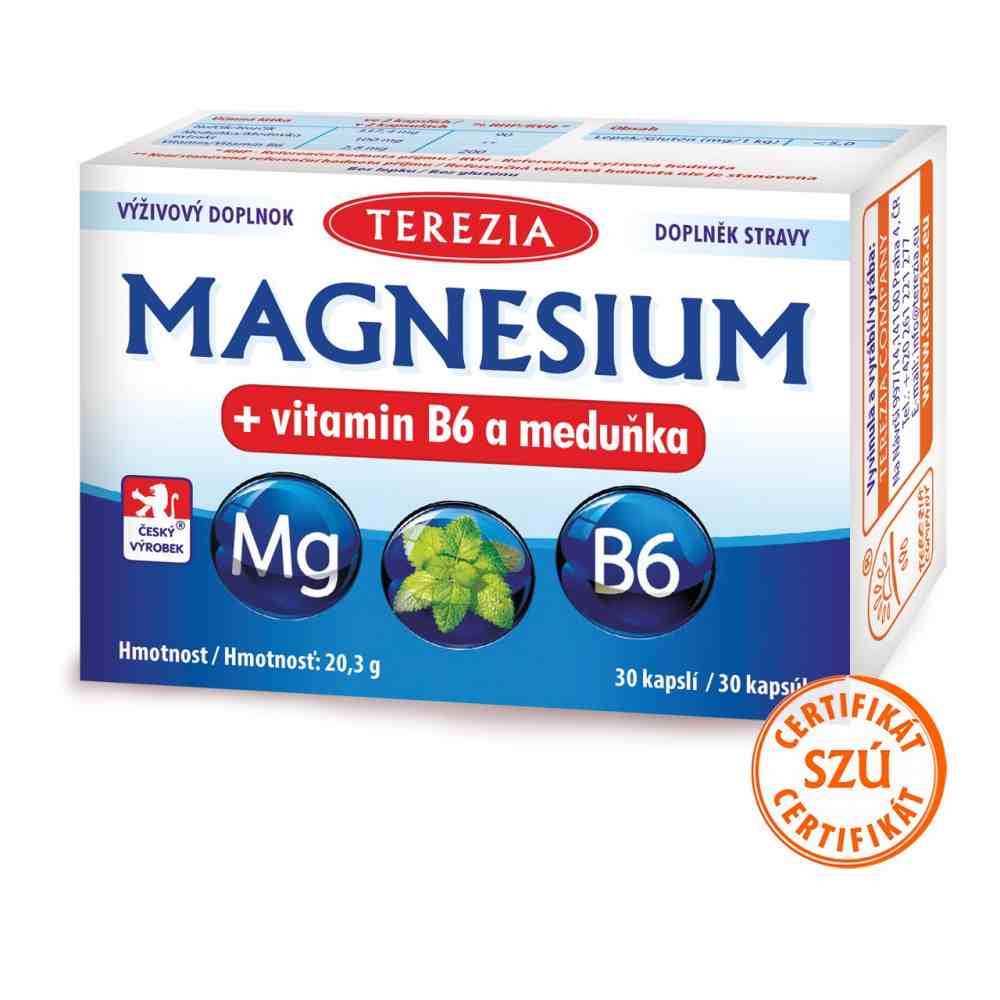 Terezia Magnesium + vitamin B6 a meduňka 30 kapslí