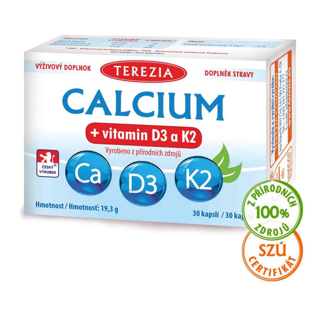 Terezia Calcium + vitamin D3 a K2 30 kapslí