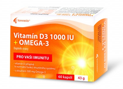 Noventis Vitamín D3 1000 IU + OMEGA-3 200 mg 60 kapslí