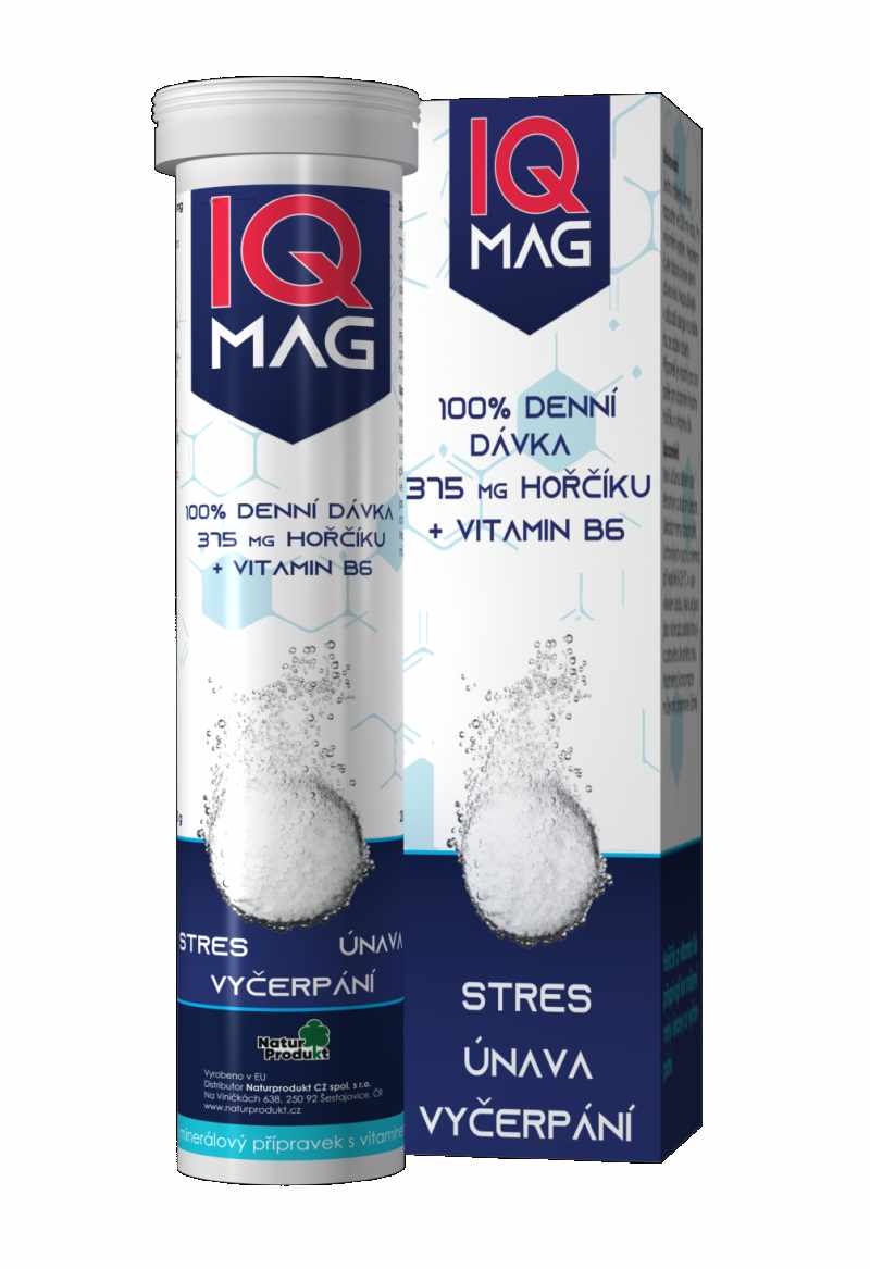 Naturprodukt IQ Mag hořčík 375 mg + B6 šumivé tablety 20 tbl.