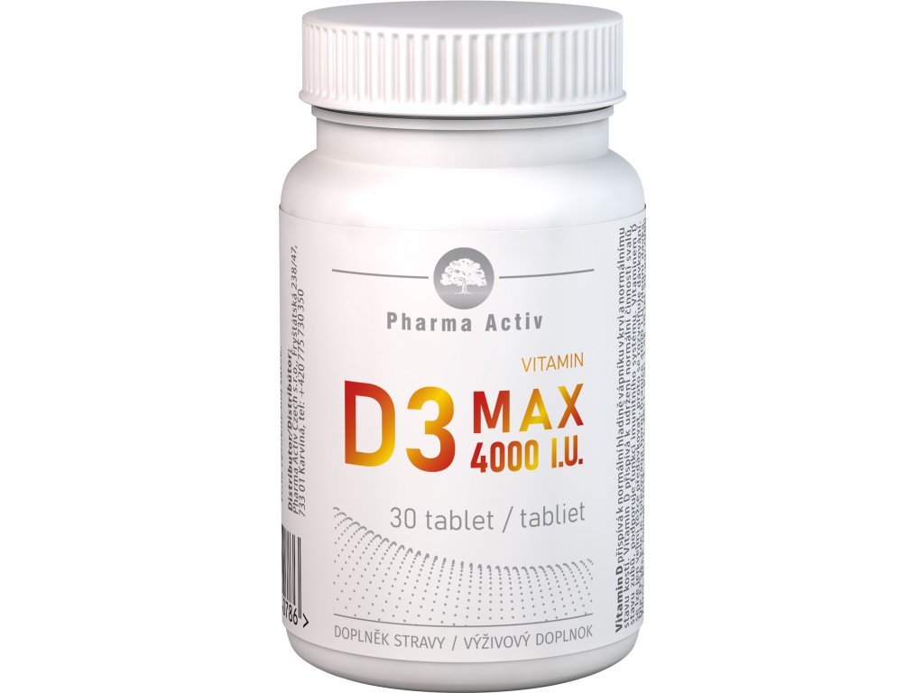 Pharma Active Vitamin D3 MAX 4000 I.U. 30 tbl.