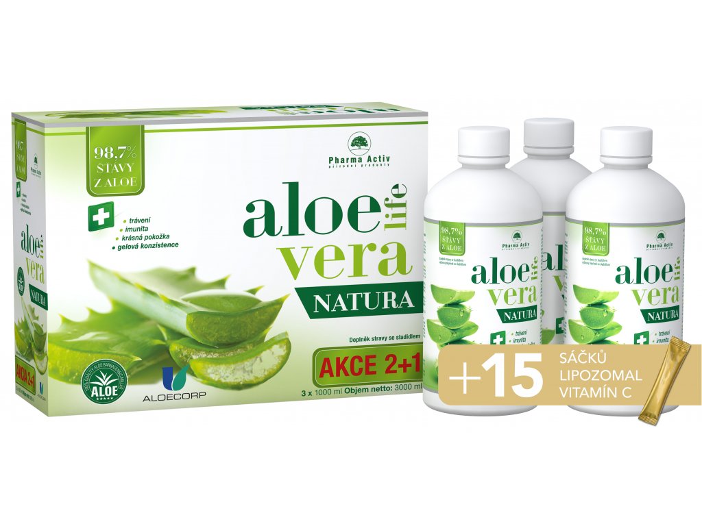 Pharma Activ AloeVeraLife Natura 1000 ml 2+1 ZDARMA (2000 ml + 1000 ml)