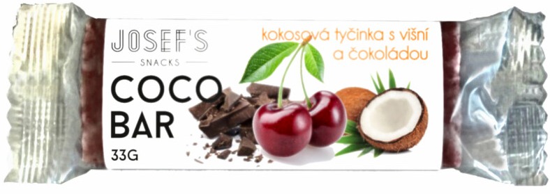 Josef´s snacks Kokosová tyčinka 33 g Příchuť: Višeň s čokoládou