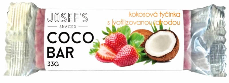 Josef´s snacks Kokosová tyčinka 33 g Příchuť: Jahoda