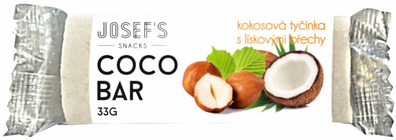 Josef´s snacks Kokosová tyčinka 33 g Příchuť: Lískový oříšek
