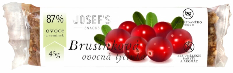 Josef´s snacks Ovocná tyčinka 45 g Příchuť: Brusinková