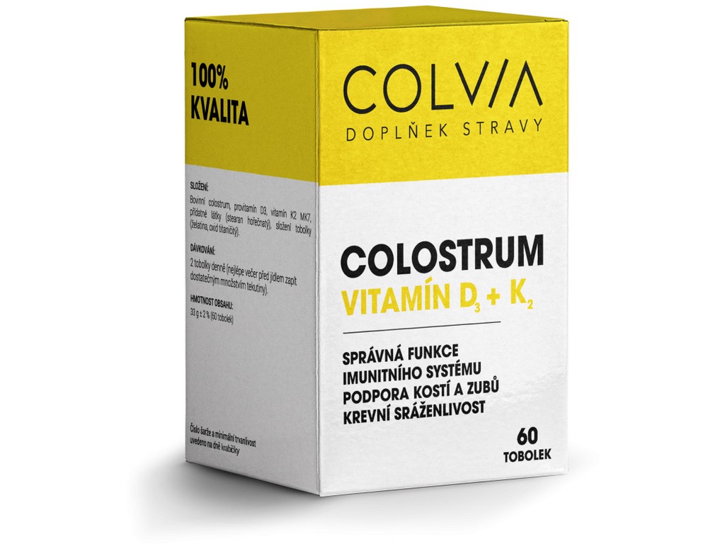 Colvia Colostrum + vitamín D3 + K2 60 tob.