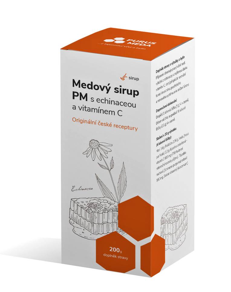 Purus Meda PM Medový sirup s echinaceou a vitamínem C 200 g
