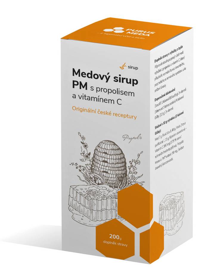 Purus Meda PM Medový sirup s propolisem a vitamínem C 200 g