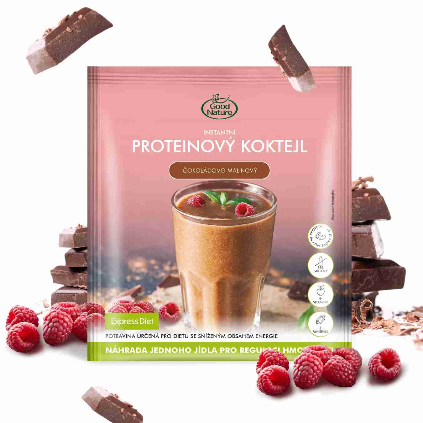 Good Nature Express Diet Proteinový koktejl čokoládovo-malinový 60 g