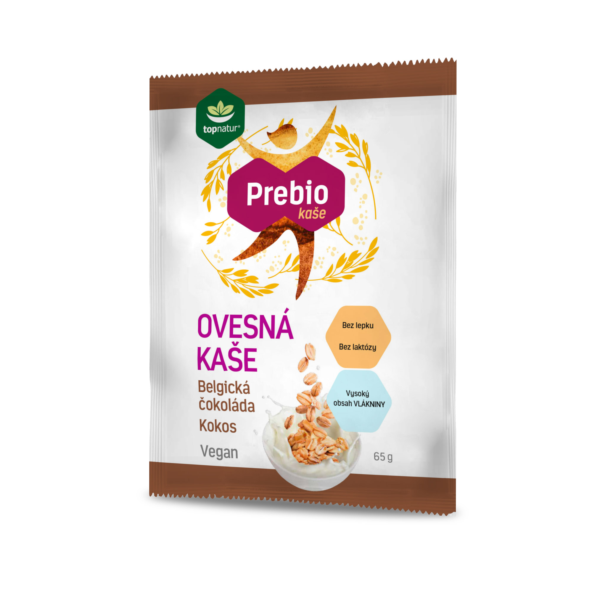 Topnatur Prebio Ovesná kaše Belgická čokoláda - Kokos 65 g