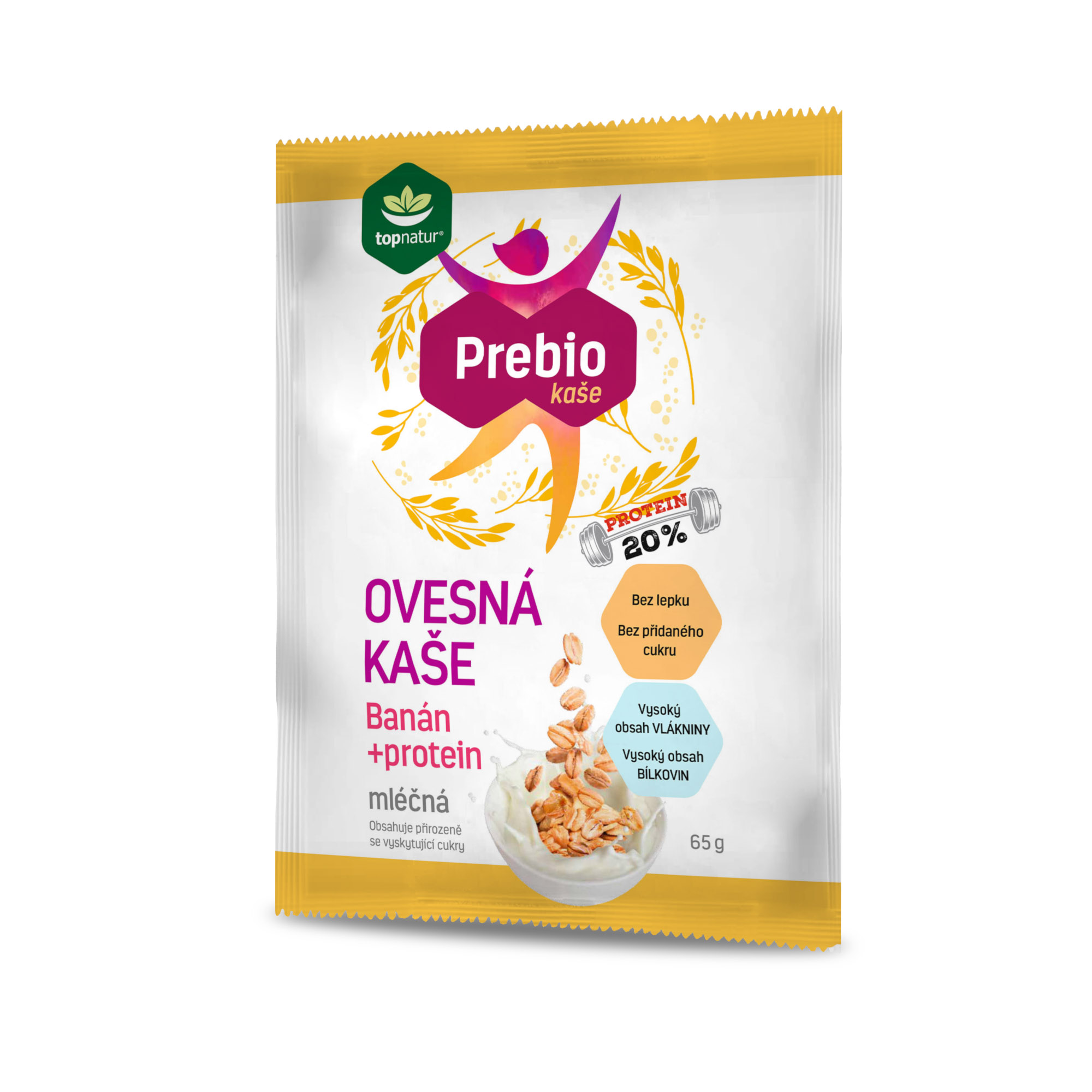 Topnatur Prebio Ovesná kaše mléčná Banán + protein 65 g